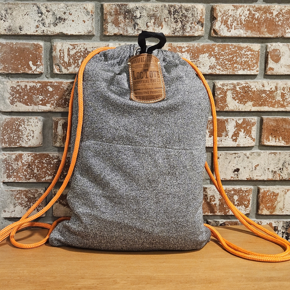 LocTote Industrial Flak Sack Backpack | Gray w/ Orange Cords | Heavy Duty